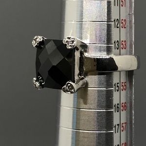 Princess Cut Black Stone Ring